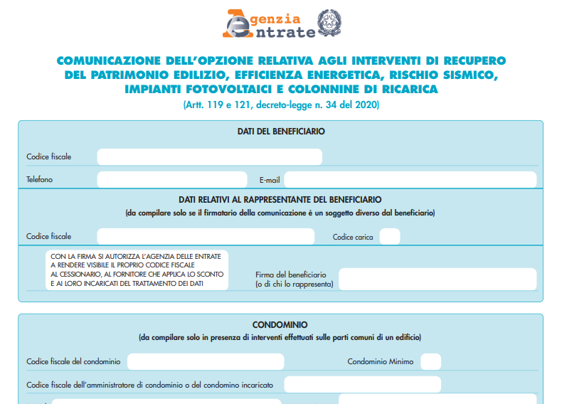 Agenzia delle Entrate, il modello per la comunicazione del Superbonus